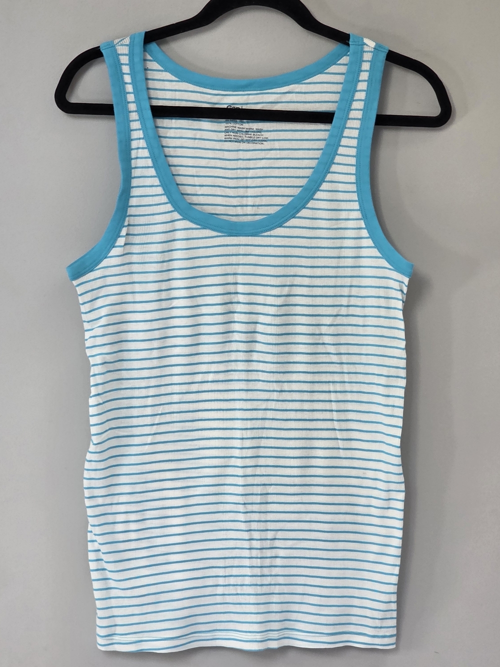 GAP White and Turquoise Striped Tank Top